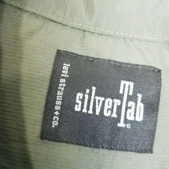 Levi's Silvertab‎ Nylon Shirt Long Sleeve Camp Work Windbreaker Fishing Green XL - Picture 5 of 8
